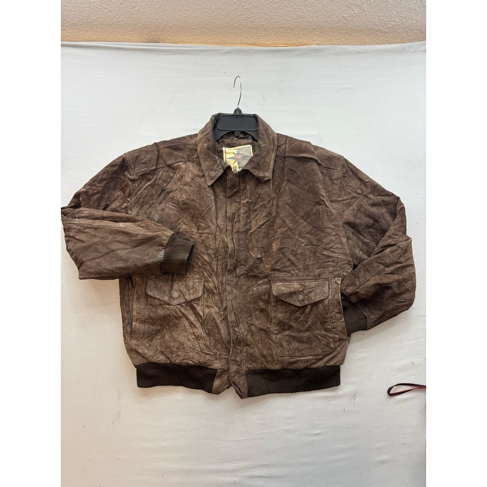 Middlebrook Park Mens Brown Leather Bomber Jacket Vintage Large Distressed